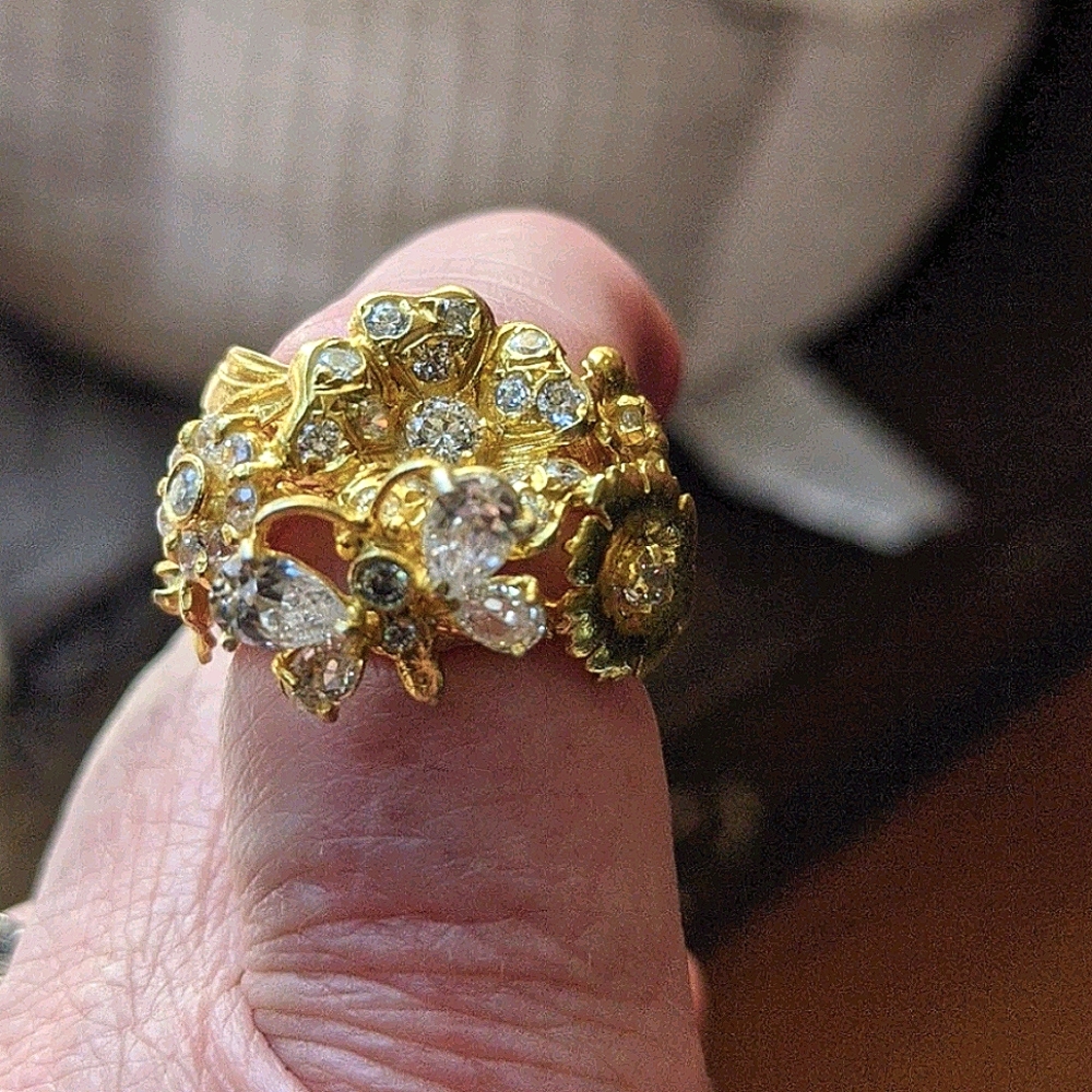 New, Rare gold plated Swarovski crystal ring